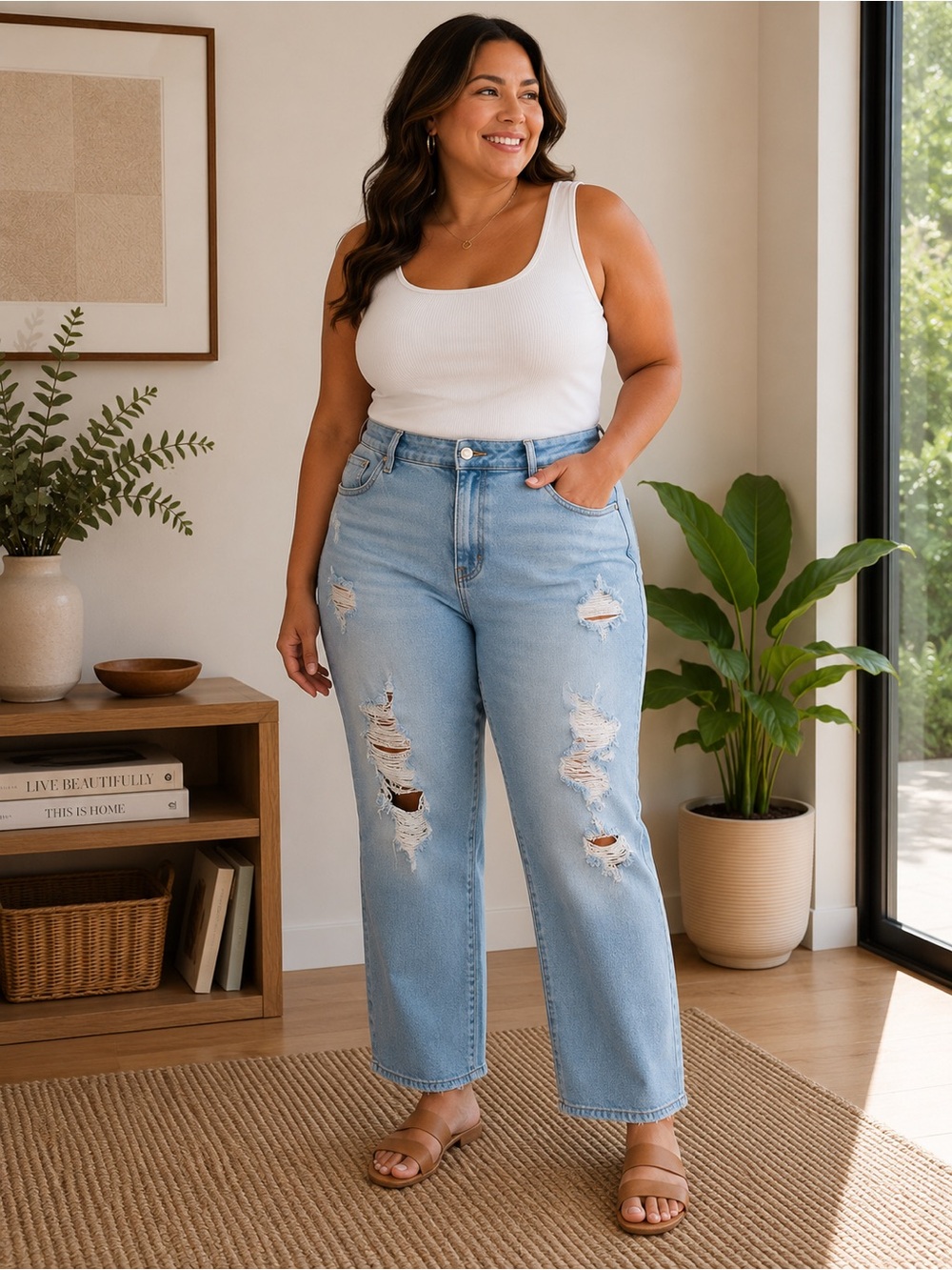 Judy Blue Light Blue Distressed Boot Cut Jeans